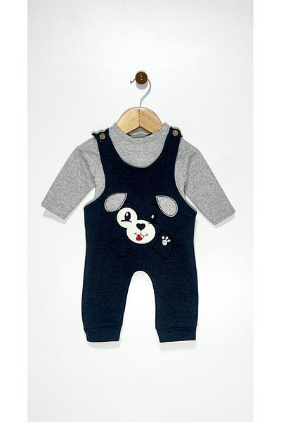Kocaman Bebe Animal Embroidered Double Baby Salopet Set