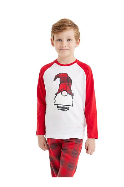 Blackspade Boy's White Pajama Set 40561
