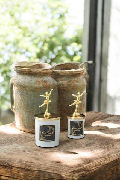 Tiem Concept Dekoratif Özel Tasarım Gold Balerin Başlı Beyaz 2'li Bardak Mum ...