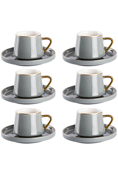 Tantitoni 6lı Gri Fem New Bone Kahve Fincan Takımı