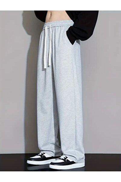 LASVES Ανδρικό γκρι ίσιο φούτερ