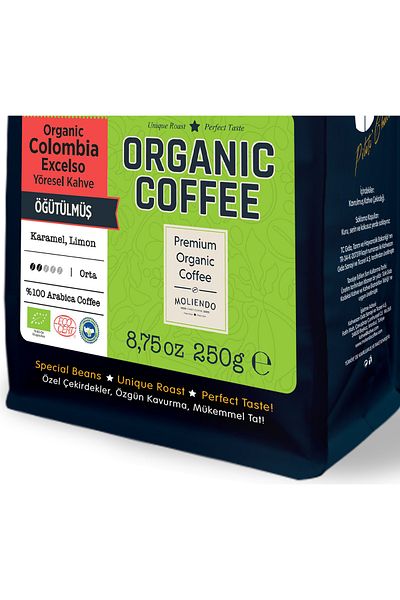 Moliendo Finest Coffee قهوة كولومبيا إكسلسو المحلية العضوية (قهوة مفلترة مطحونة) 250 جم