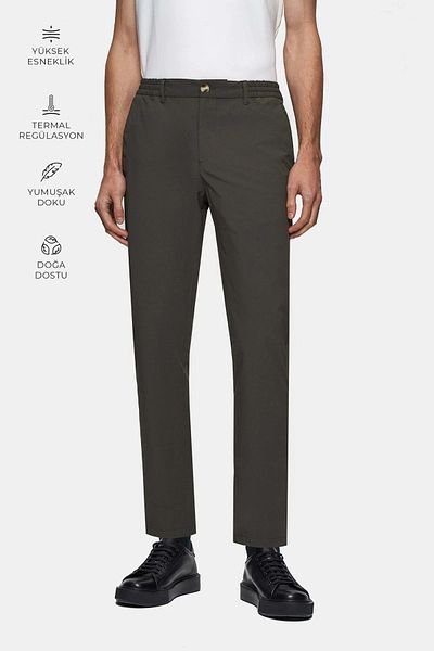 D'S Damat Ds Damat Relaxed Fit Khaki Dobby Λεπτό και ελαφρύ παντελόνι Rpt Jogger
