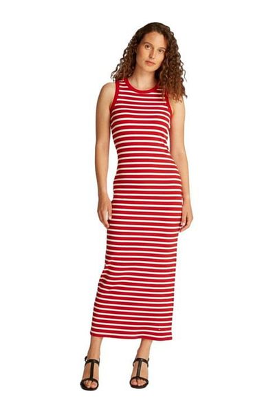 Tommy Hilfiger Women Slim Strap Tight Midi Length Satin Stylish Night Red Dress Ww0Ww38838-0Ex