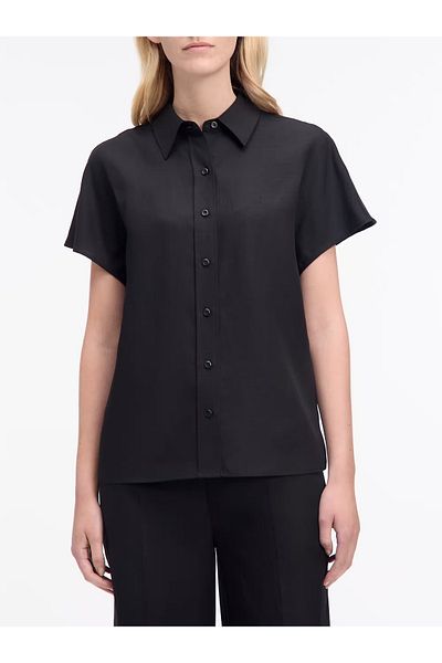 Calvin Klein Women's Summer Black Shirt Short Sleeve Button Closure K20K 208322 -Beh