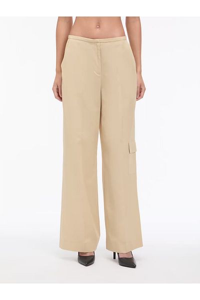 Calvin Klein Women's High Waist Left Side Pocket Detail Wide Leg Gray Trousers K20K 208168 -Pch