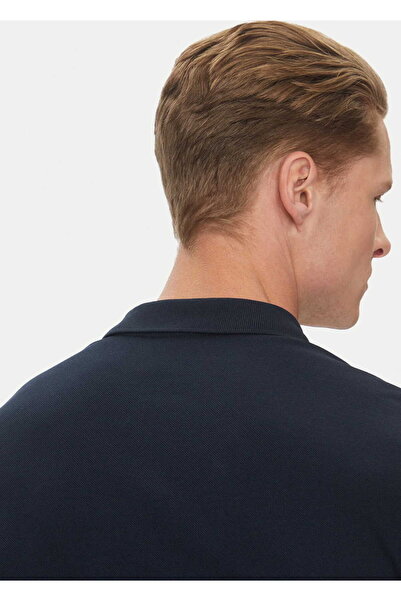 Calvin Klein Men's Brand Logo Polo Collar Organic Cotton Navy Blue Polo Collar T-Shirt K10K 111196 -Cef