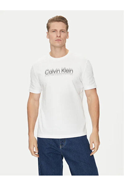 Calvin Klein Erkek Kısa Kollu Pamuklu Bisiklet Yaka Calvin Klein Yazı Detaylı...