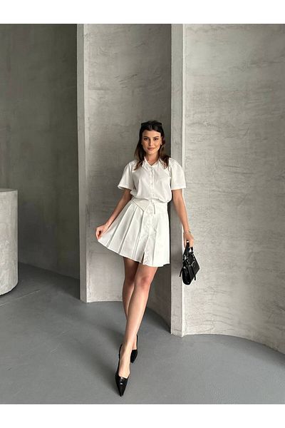 FRİYA Women's Shirt Lined Skirt Set