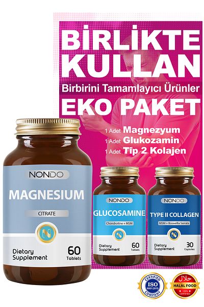 Nondo Magnesium Glucosamine Advantage Pack for Type 2 Collagen Muscle Joint
