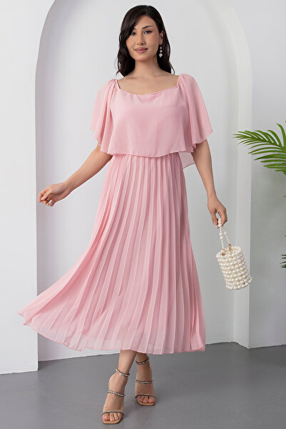 PULLIMM Φούστα με γιακά Madonna Πλισέ Φόρεμα σιφόν 2025-4102