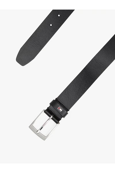 Tommy Hilfiger Men's Adjustable Leather Black Belt with Metal Buckle Am0Am13175-Bds