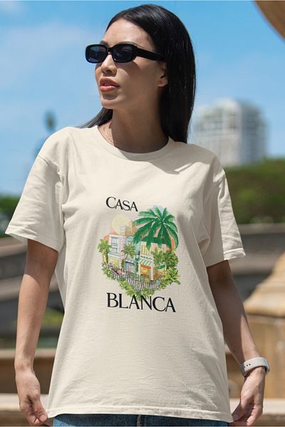 SUNFREE POPULAR TREND CASA BLANCA IMPRIMAT OVERSIZE TRICOU FEMEI