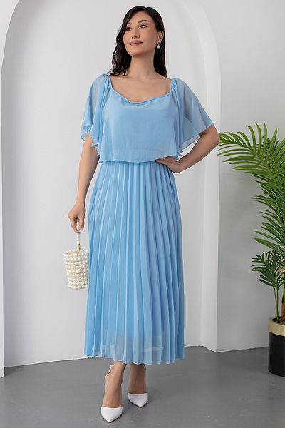PULLIMM Fusta cu guler Madonna Rochie din șifon plisat 2025-4102