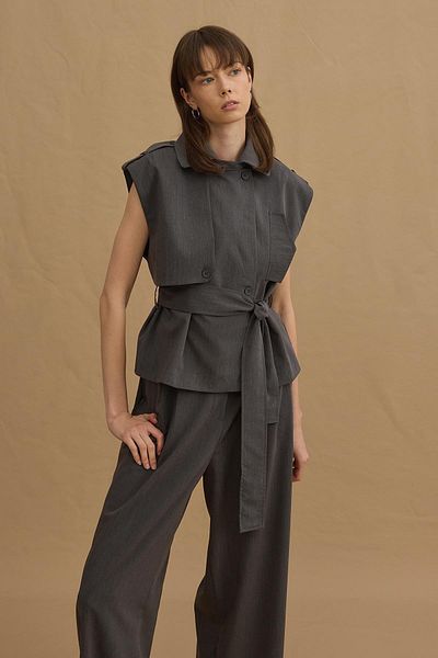 Fahhar Anthracite Crop Vest