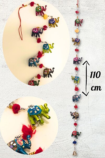 Art inside Fil ve Çan Süslemeli Renkli Rüzgar Gülü Dekoratif Bahçe Balkon Dekorasyon Süsü Bolluk Bereket Objesi