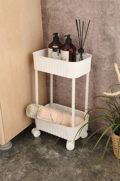 Fesya Home 2-Tier Bathroom Organizer with Wheels - White