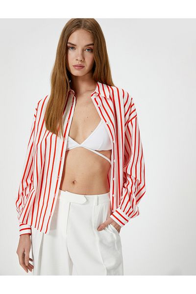 Koton Long Sleeve Oversize Classic Collar Shirt