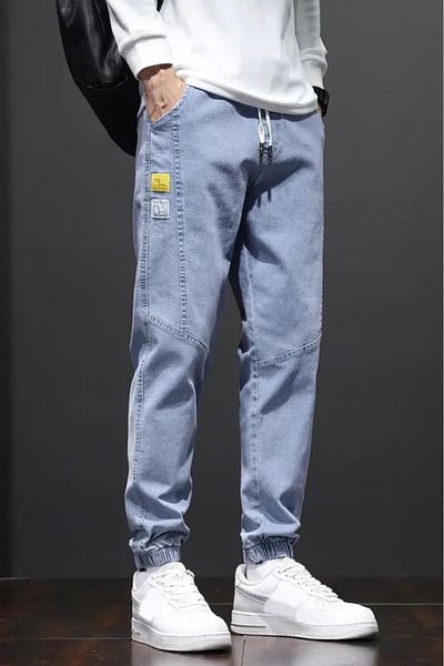 Oksit Reax Joss Men's Jean Pants with Elastic Waist and Leg Drawstring Jogger Cut