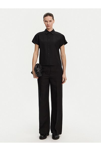 Calvin Klein Women's High Waist Wide Leg Pocket Relaxed Cut Black Pants K20K 208381 -Beh