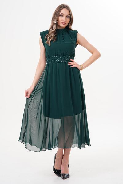 ZEYWEAR Şifon Kemer Detaylı Elbise