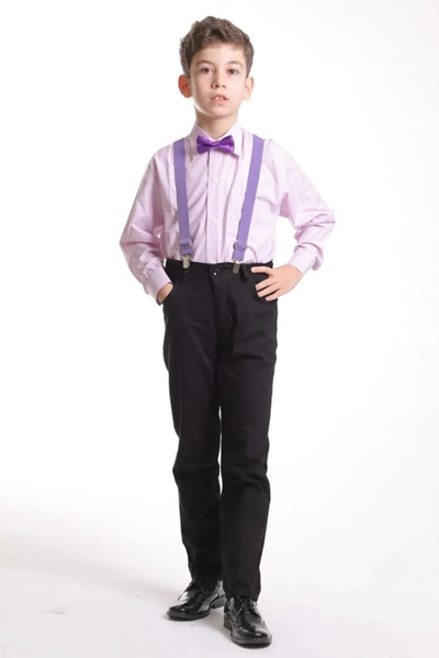 Nacar Boy's Shirt Pants Bowtie Suspender Suit April 23 Show Costume Outfit