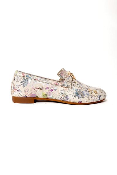 RABU Beige Women's Souvenir Collector Gold Metal Buckle Cáliskan Loafer Moccasin Ballerina Shoes