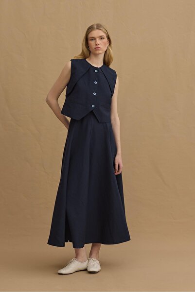 Fahhar Vest Suit Navy Blue