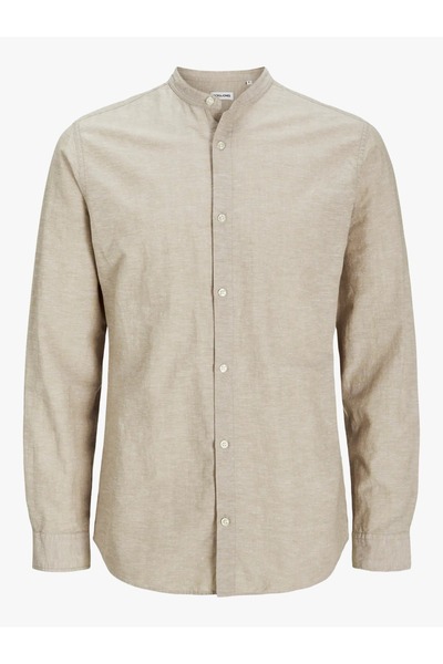 Jack & Jones JJEBREEZE LINEN BLEND BAND SHIRT KETEN