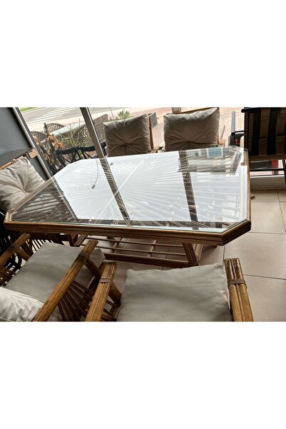 larissa design BAMBU 6 KİŞİLİK BALKON BAHÇE TERAS MOBİLYASI BAHÇE TAKIMI BALKON TAKIMI  YEMEK TAKIMI