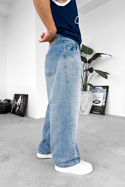 HAFKAGİYİM Αντίκα Ice Blue Patch Λεπτομέρεια Extra Loose φαρδύ παντελόνι