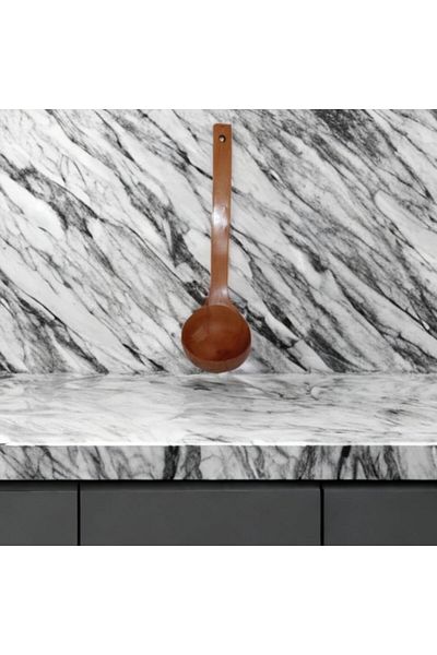 RAMDET 30cm Wooden Ladle Deep Soup Spoon Wooden Board Dining Ladle Ladle with Hanging Hole
