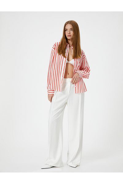 Koton Long Sleeve Oversize Classic Collar Shirt