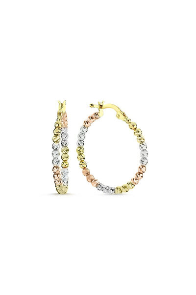 EnginGold 14k Altın Tek Sıra Dorika Halka Küpe