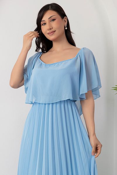 PULLIMM Fusta cu guler Madonna Rochie din șifon plisat 2025-4102