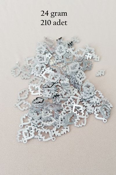 Sarı Kervan Oya Evening Dress Bracelet Necklace Metallic Plastic Sequins Silver Color 24 Grams 210 Pcs Bnc573