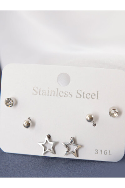 TUM TUM 316 L çelik Küpe Seti. Yıldız Küpe