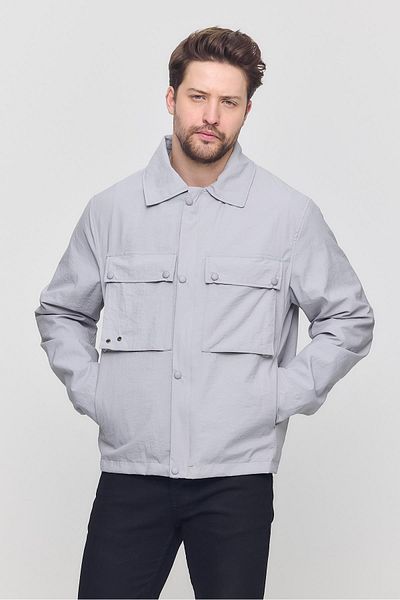 SİVAİST Gray Men's Double Chest Pocket Summer Jacket & Coat