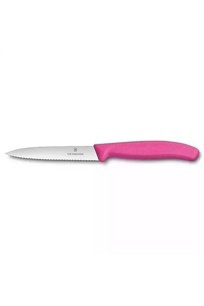 Victorinox Swiss Classic Paring 4" Serrated Blade 5/8" Width at sharp Tip Pink Handle