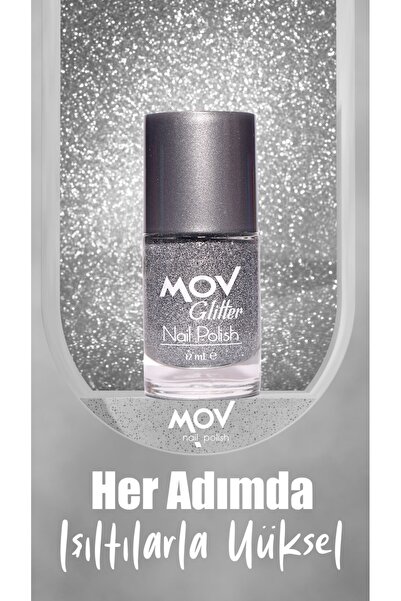 MOV Glitter Simli Oje Gri No:2