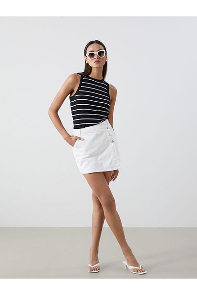 LC Waikiki Khaki Crew Neck Striped Women's Tank Top