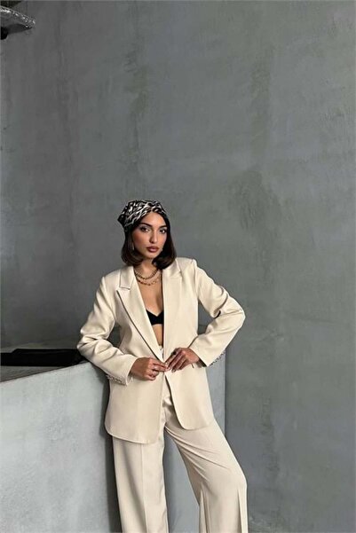 Dipmoda Dipmoda Kadın Gold Düğme Detaylı Blazer Ceket Dpg077