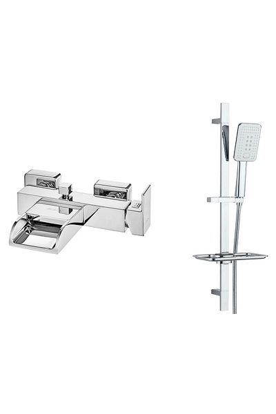 Eca Natura Bathroom Faucet T-May Çınar Square Spout Movable Sliding Shower Set Top Set