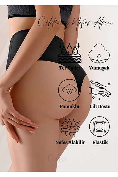 ODISE 7 Cotton Thongs with High Waist 4 Black and 3 Skin Skins