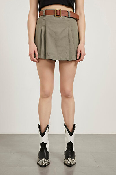 Arma Life Кемерові деталі, плісирована габардинова вузька хакі спідниця-шорти