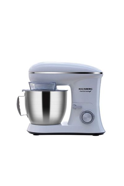 Hausberg Mixer cu bol din inox HB-7622AB, 1600-1700 W, Bol 6.5 L inox, 10 Viteze, Nivel zgomot 95dB, Alb