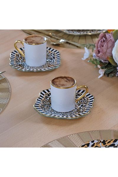 Glore Leopard Gold Gilded Glass Coffee Set