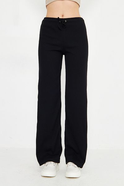 Evelora Black High Waist, Wide Leg Camisole Fabric Women's Trousers