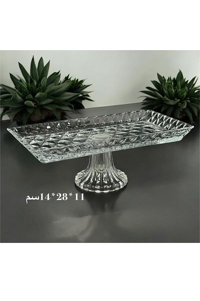 Generic Glass Serving Plate with Base 28X14X11 CM