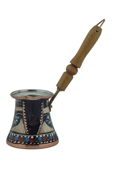 HitDukkan Bakır El İşlemeli 290ml Özel Erzincan Boyalı Renkli Cezve